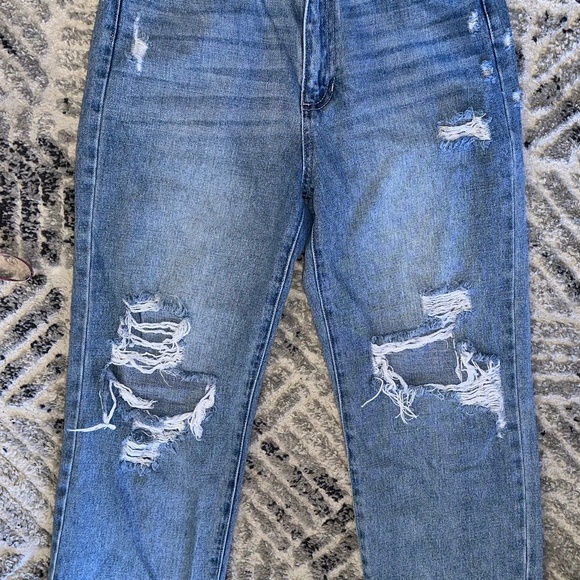 JBD 100% Cotton Mom Jeans Ripped Straight Leg High Waist Size 28 Women - Picture 3 of 12